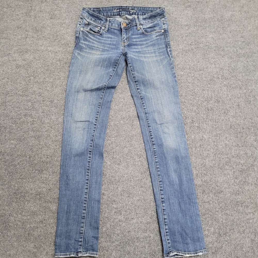 American Eagle Jeans Womens Size 4 Long Blue Stretch Slim Fit Casual Denim